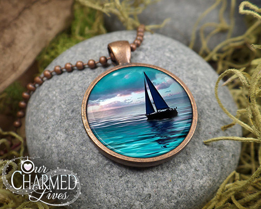 Sailing On Dazzling Waters Charm Individually Handmade In Copper, Antique Silver, Or Bronze Finish - ! A0010