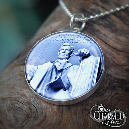 Genuine Sterling Silver Lincoln Memorial Pendant Charm Individually Handcrafted - ! A1104